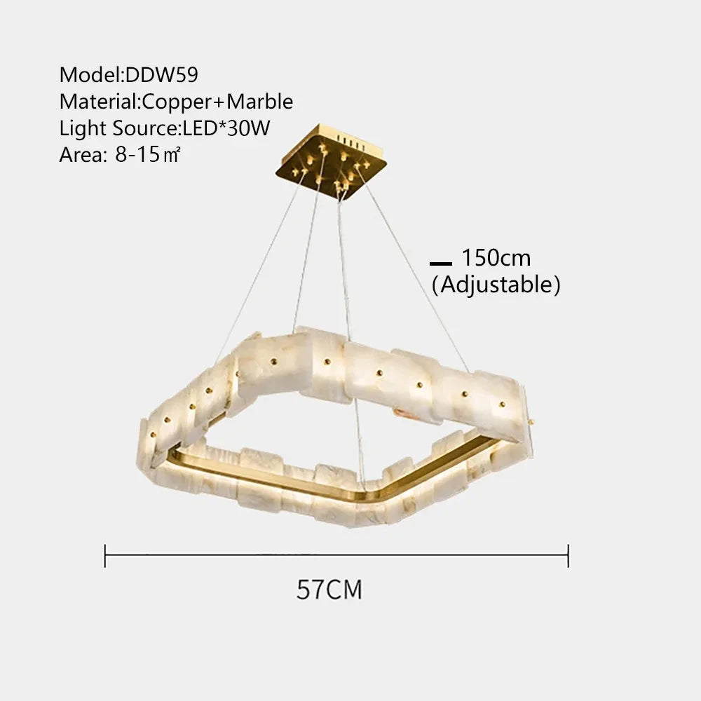 LED Marble Chandelier: Modern Lighting for Living Room, Bedroom, or Restaurant.