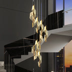 Modern Gold Spiral Stairs Acrylic Chandelier LED Pendant Lighting Spiral Stairs Hanging Luminarias