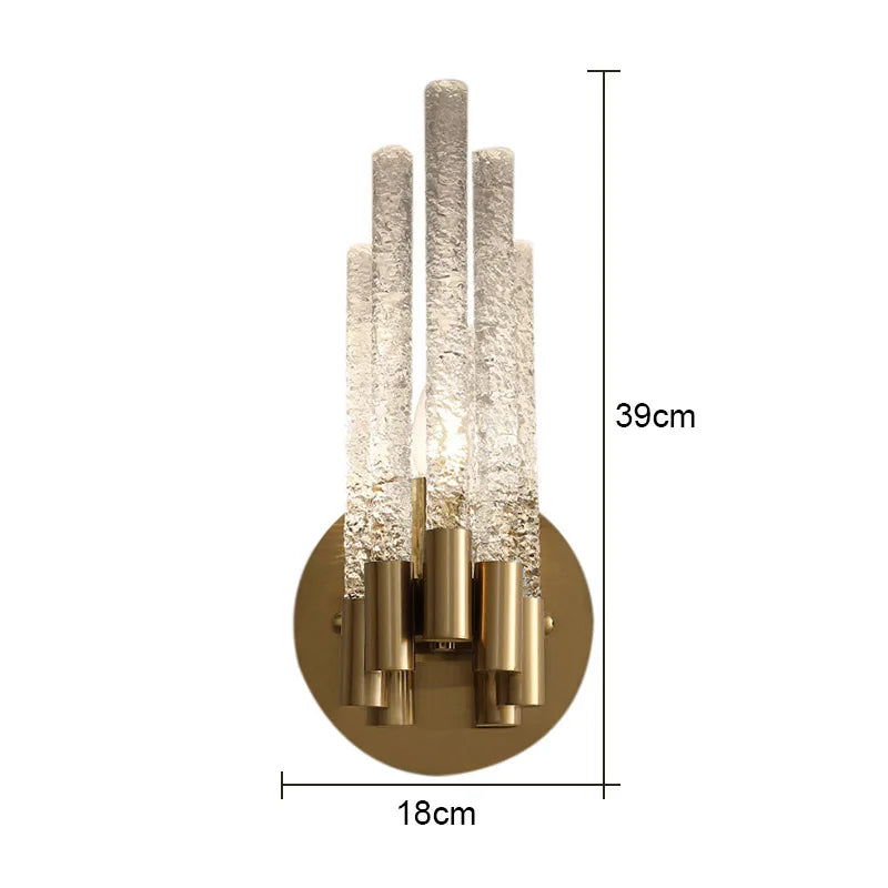 Water Ripple Glass Crystal Copper Wall Lamp - Modern Minimalist Indoor Lighting
