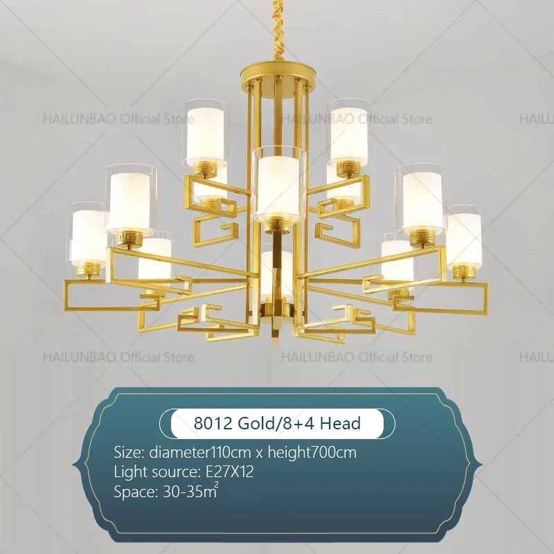 Retro Chinese Chandelier for Living Room Dining Bedroom Modern Villa Duplex