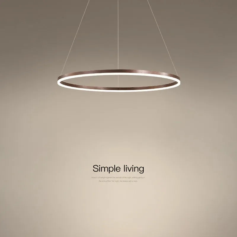 Modern LED Dimmable Chandelier Suspend Lighting, Aluminium Circle Ring Pendant Lights