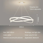 Minimalist Curve Ring LED Pendant Light for Living Dining Bedroom Chandelier
