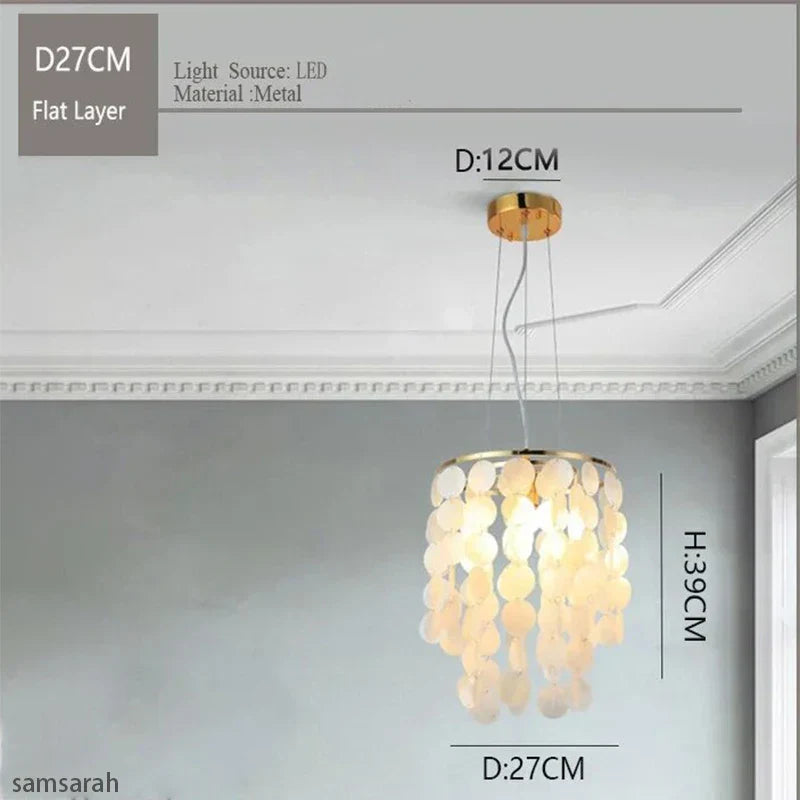 Gold Chrome Metal Shell Chandelier for Restaurant Living Room Hotel Hall