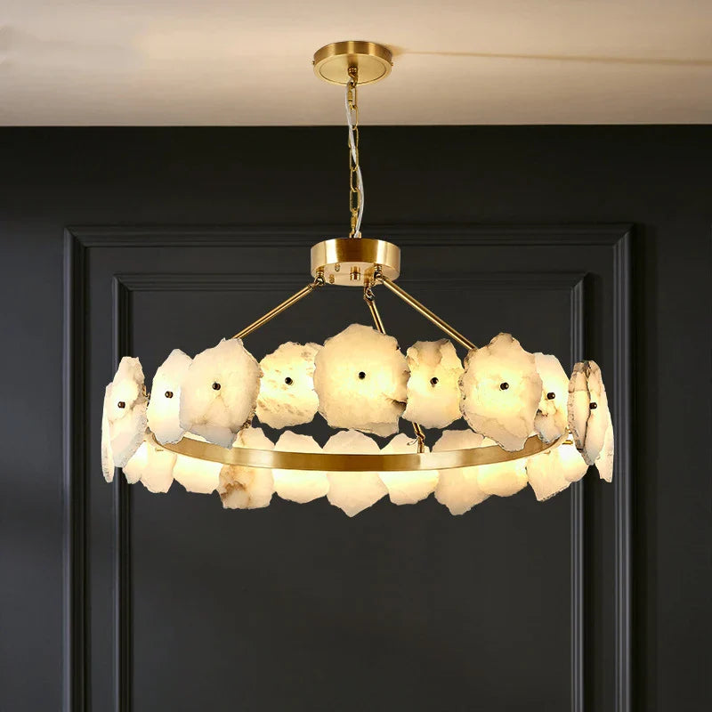 Natural Marble LED Chandelier for Luxury Living Room Art Deco, Dining Room Lighting
