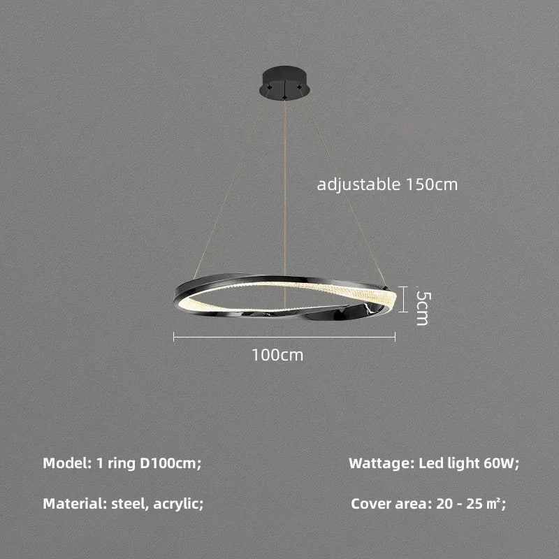 Modern Steel Dimmable LED Chandelier: Remote Control Stair Lustre Pendant Lights