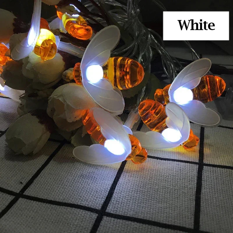 Solar Bee String Lights: Outdoor Fairy Light Garland 8 Modes Waterproof Garden Party Decor