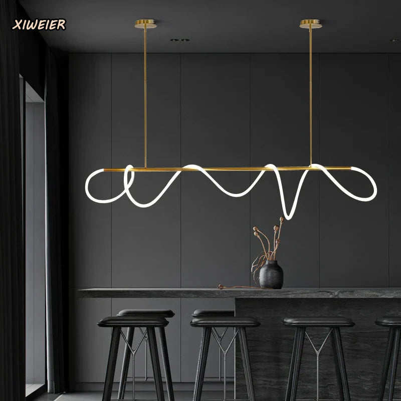 Nordic Light Luxury Chandelier Creative LED Bar for Living Room and Study Desk