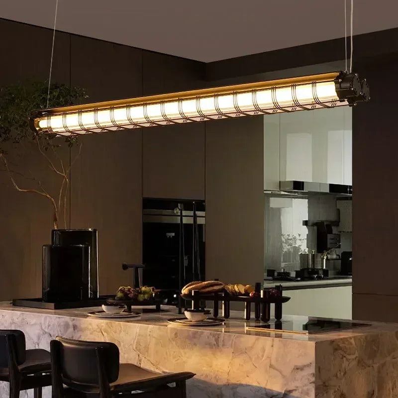 Long Bar Restaurant Pendant Light: Industrial Style for Coffee Shop and Office
