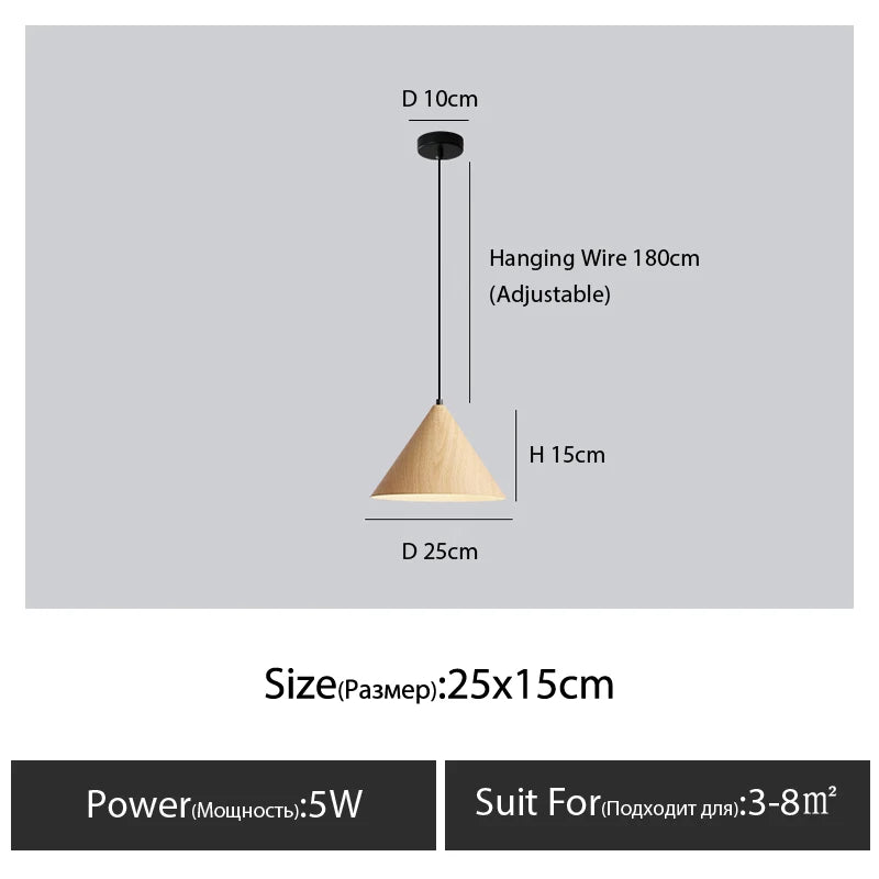 Nordic Wooden Pendant Lamp Multi Head Hanging Light for Dining Table and Living Room