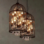 Iron Birdcage Crystal Chandelier: Spherical Pendant Light for Home Decor