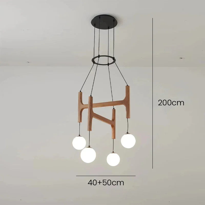 ASTRA Wood Pendant Light Multi Head LED Chandelier Interior Decor Lamp