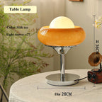 Retro Orange Glass Table Lamp with Egg Tart Lampshade