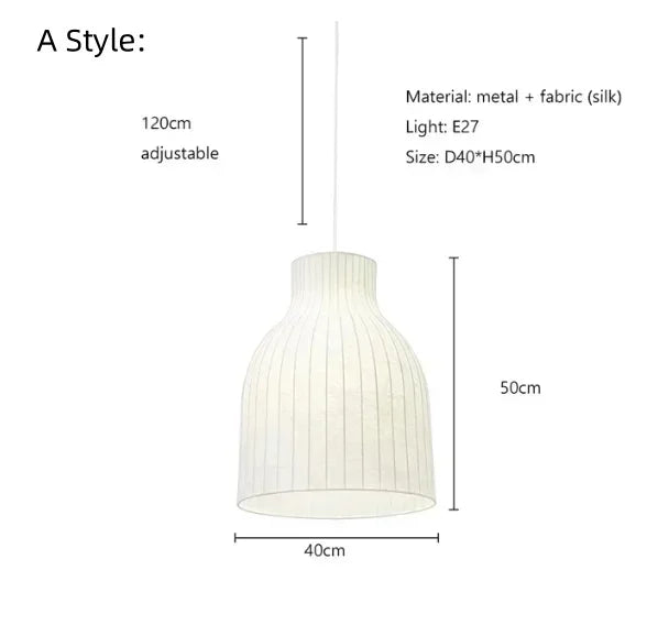 Japanese Nordic Design LED Silk Pendant Lights for Living Room and Restaurant
