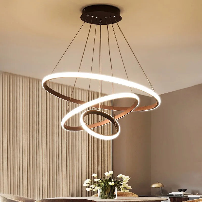 Luminous Circle Pendant Chandelier - Modern LED Lighting Fixture, 4 Colors