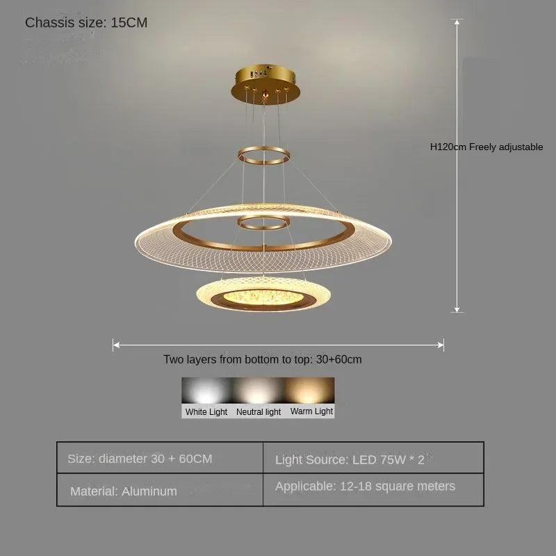 LED Ring Chandelier: Luxury Living Room Lighting Fixture