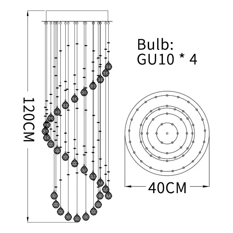 Modern Crystal Chandelier: Large LED Staircase Ball Lustre Light for Living Room & Lobby
