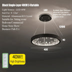 Crystal LED Chandelier Circle Hanging Lamp - Modern Luxury Dimmable Lighting