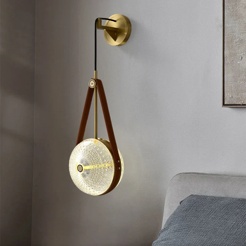 Copper Glass Wall Lamp: Nordic Light Luxury Leather Bedroom Decor