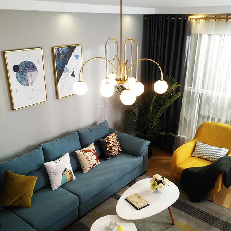 Milky White Glass Ball Ceiling Chandelier for Home Decor