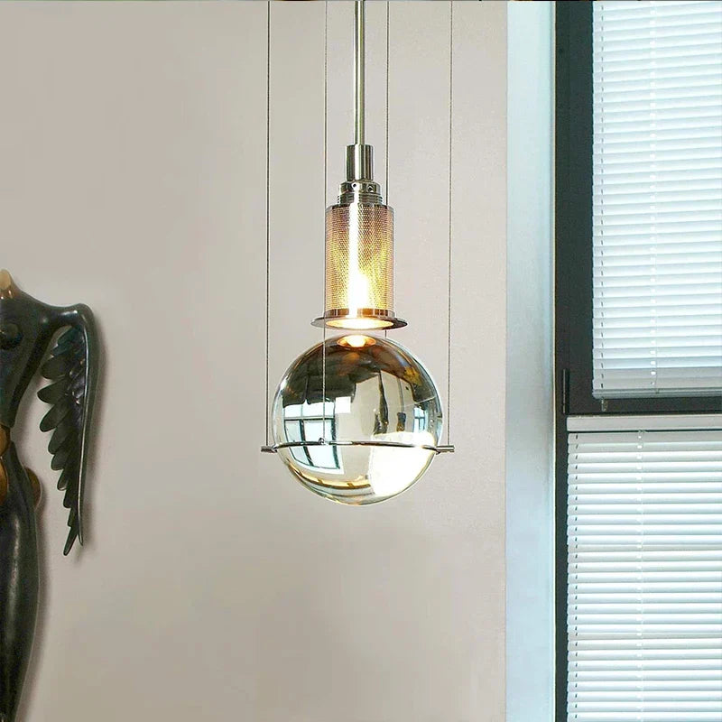 Modern Round Glass LED Ceiling Chandelier Pendant Lights for Living Room Kitchen Island Home Decor