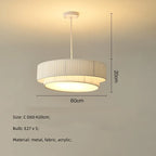 Creamy Style E27 Chandelier Bedroom Pendant Lights: Minimalist White Fabric LED Lamps