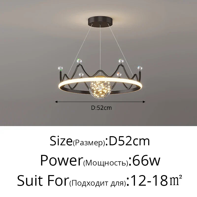 LED Gypsophila Chandelier for Modern Living Room Decor - Crown Ceiling Pendant Light