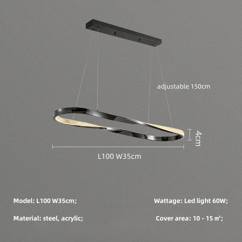 Modern Steel Dimmable LED Chandelier: Remote Control Stair Lustre Pendant Lights