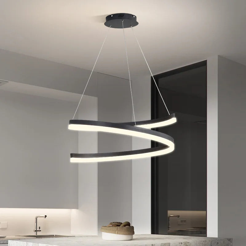 Nordic LED Pendant Lights Dimmable Chandelier Ring Lamp Fixture