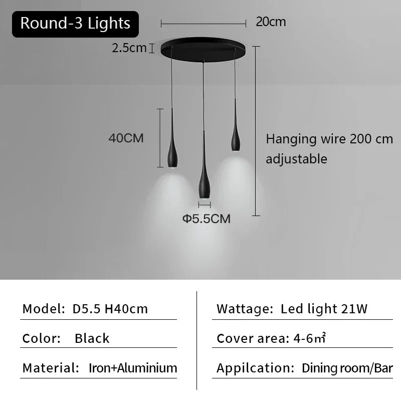 Long Tube LED Pendant Light for Bedside, Dining Room, Bar - Modern Minimalist Design
