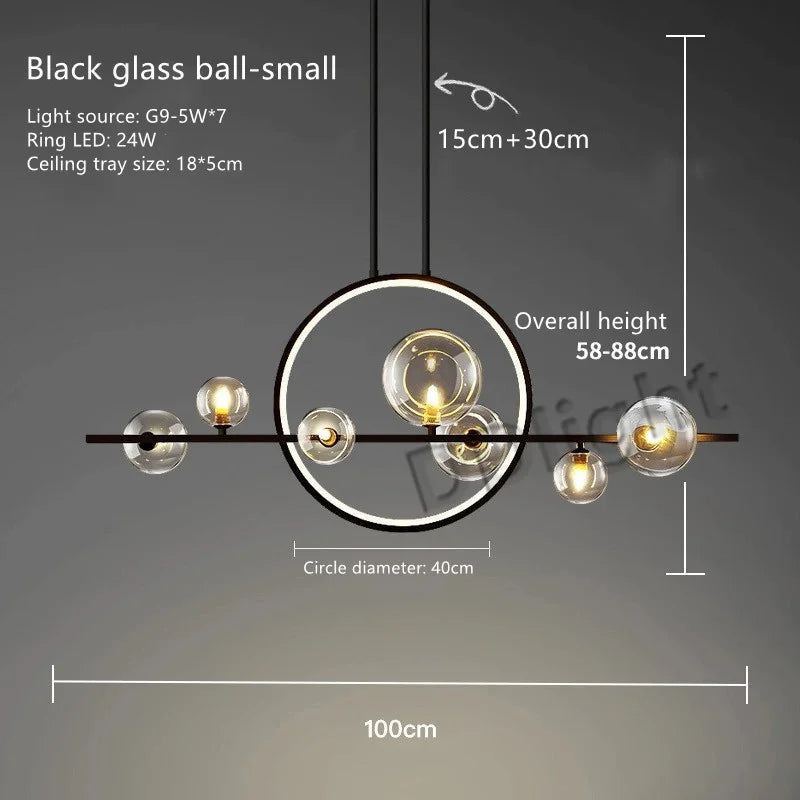 Glass Bubble LED Chandelier Dining Room Pendant Lighting