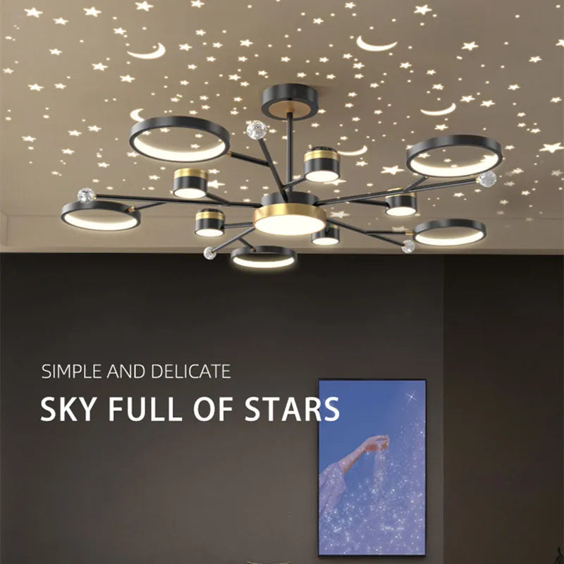 Modern LED Ceiling Chandelier | New Star Projection | Living Room Bedroom Lighting Fixtures