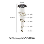 Chrome Rings Crystal Chandelier: Modern Luxury Staircase Lighting for Villa Lobby Fixtures