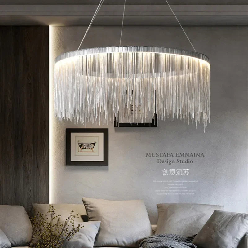 Tassel Chain LED Chandelier for Modern Living Room and Dining Room