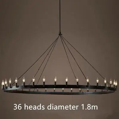 Retro Iron Pendant Lamp: Vintage Industrial Round LED Chandelier for Cafe, Bar, Restaurant