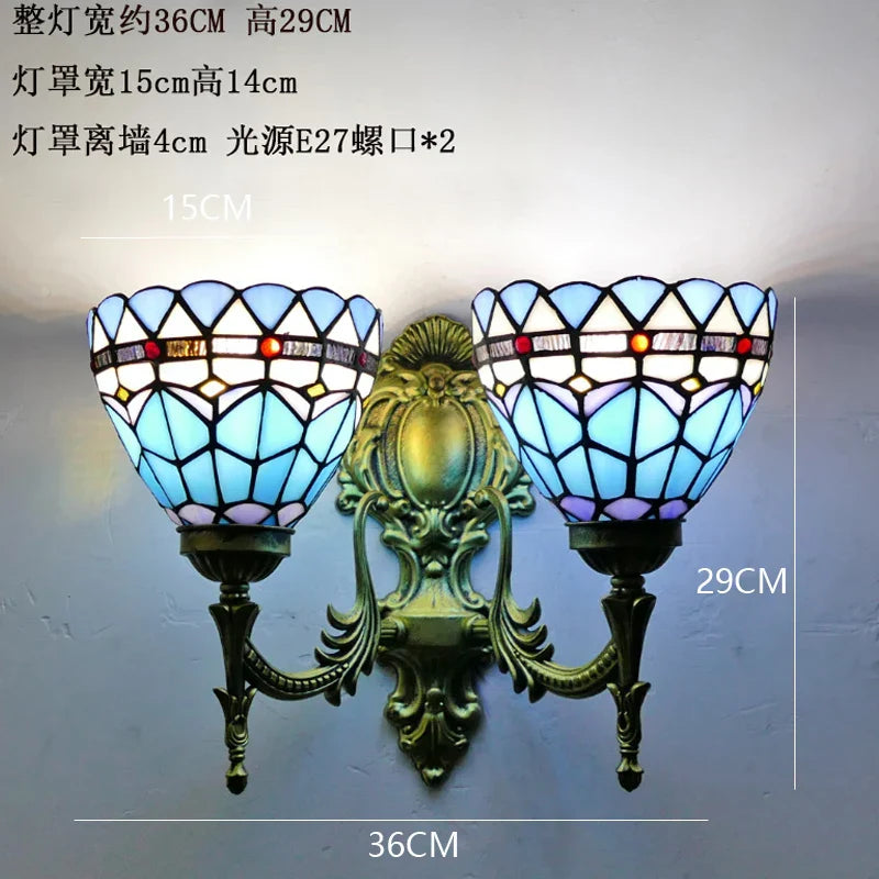 Stained Glass Mirror Wall Sconces for Home Lighting Decor