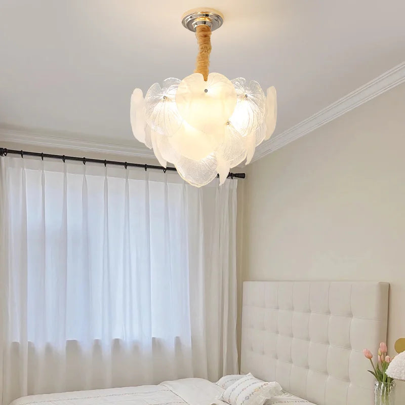 French Cream Crystal Chandelier for Luxury Living Room, Net Red Feather Design