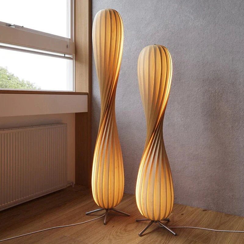 Wabi Sabi Wooden Floor Lamp for Retro Simple Home Art
