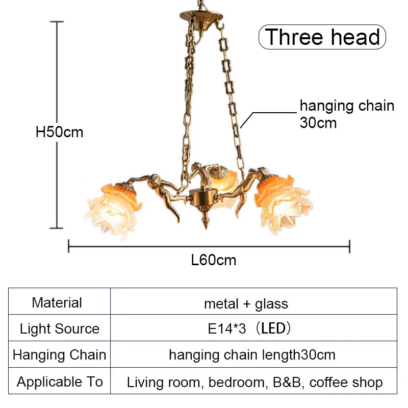 Brass Angel Chandelier: Luxury Burnishing Pendant Lights for Living Room