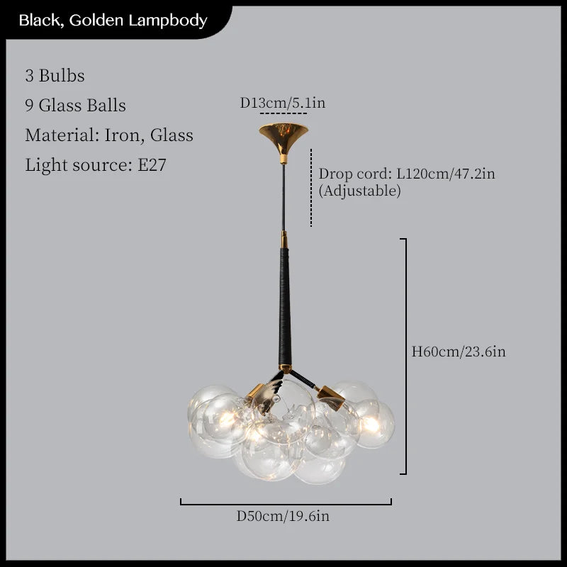 Glass Balls Ceiling Pendant Lights Minimalist Living Room Chandelier Shop Bar Decor