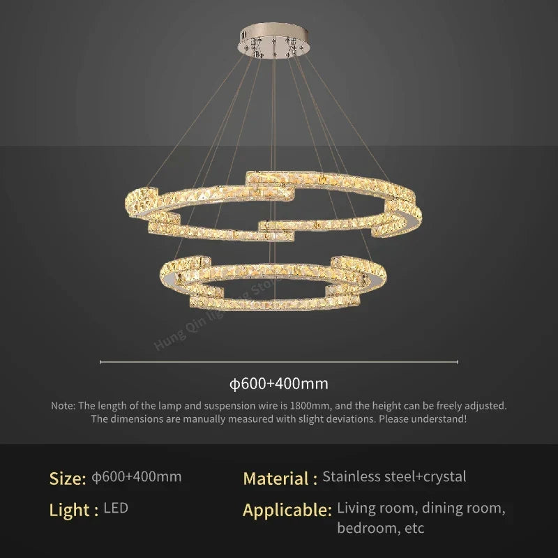 Circular Crystal Pendant Light Chandelier for Living Room