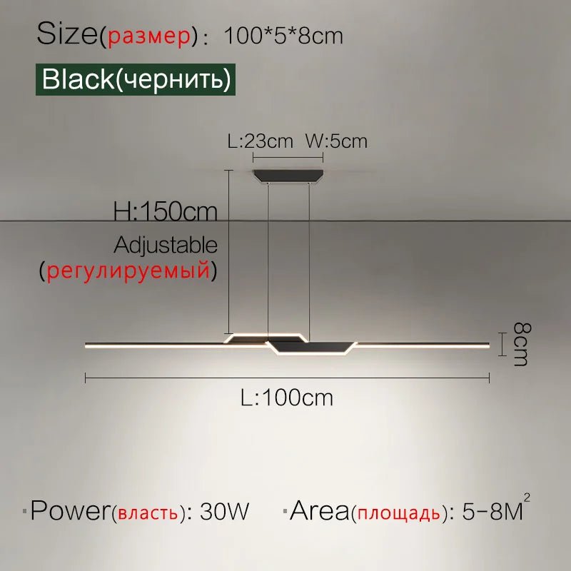 Modern Minimalist Chandelier Lamps Luxury Designer Strip Table Island Light