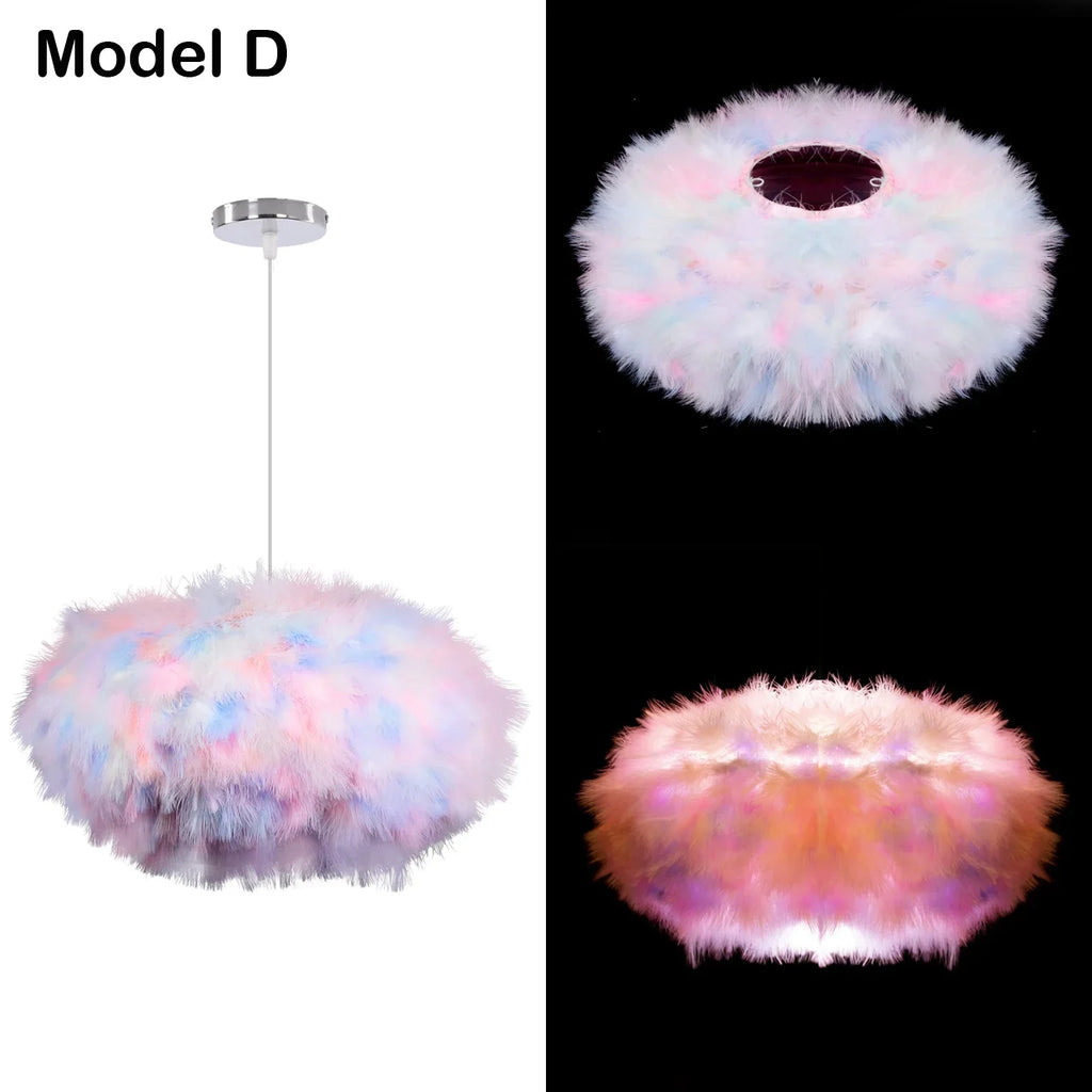 Fluffy Feather Pendant Light by - Nordic Chandelier for Living Room & Bedroom