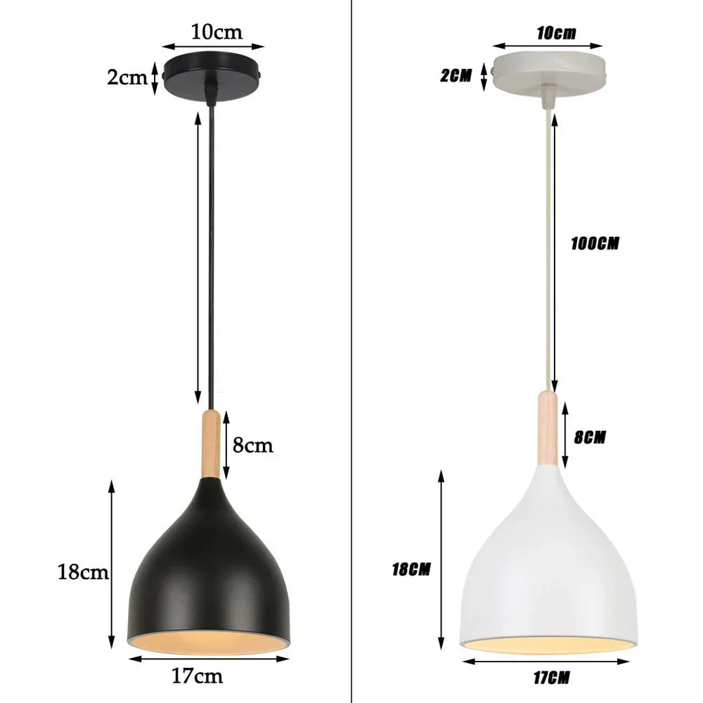 Nordic Modern Wood Pendant Light by - LED E27 Vintage Industrial Fixture for Home