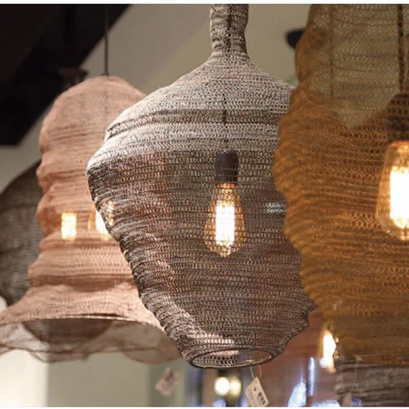Mesh Pendant Light: Modern Irregular Shapes Kitchen Island Suspension Lighting