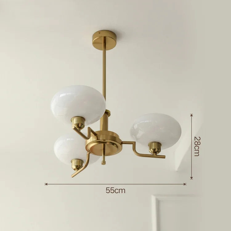 Glass Ball Pendant Chandelier LED Lamp for Modern French Bedroom