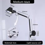 Industrial Black Silver Swing Arm Wall Lamp - Rotatable Miniature Table Lamp E27