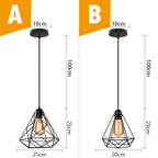 Black Metal Cage Pendant Light - Vintage Industrial Loft Kitchen Lighting