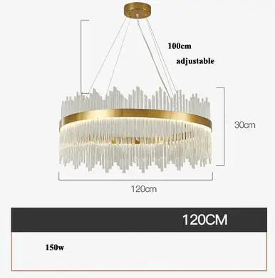 Modern Luxury Glass LED Chandelier Dining Room Dimmable Pendant Lamp