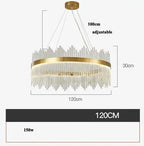 Modern Luxury Glass LED Chandelier Dining Room Dimmable Pendant Lamp