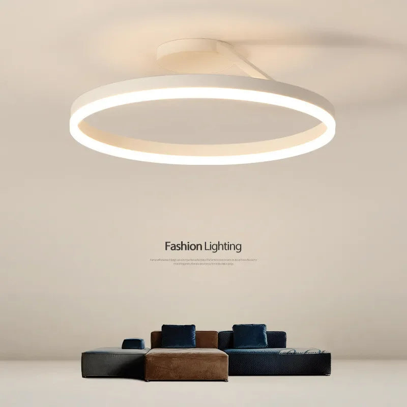 Minimalist Round LED Ceiling Chandelier | Aluminum Living Room Bedroom Light Fixtures